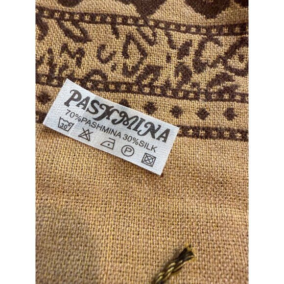 Leopard Pashmina Silk Shawl Wrap Scarf  Fringe Reversible  25x68 quiet luxury - Picture 5 of 8